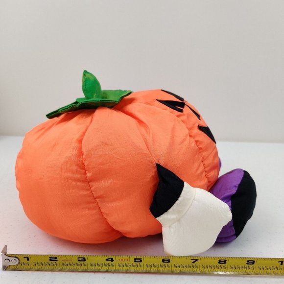 1994 Nylon Halloween Pumpkin Plush Toy Gibson Greetings Polyester Floppy 13" - Picture 11 of 11